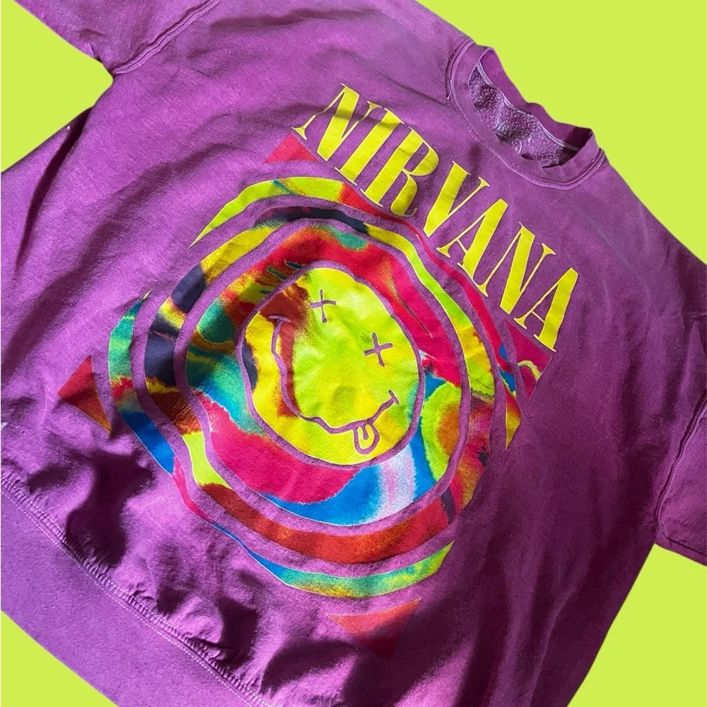 Nirvana Purple Hoodie with Colorful Design Preppy oversized - Picture 1 of 4